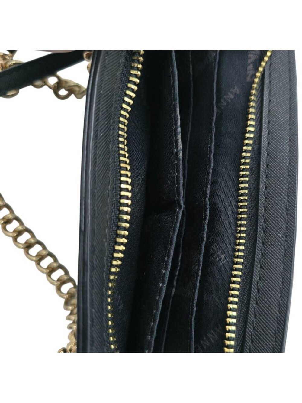 Anne Klein Black Crossbody Bag Gold Chain Strap Small Purse Wallet Travel Organi - Picture 8 of 10